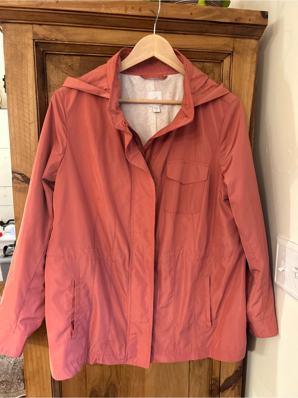 J. Jill Dusty Rose Hooded Lined Windbreaker Jacket Medium Petite